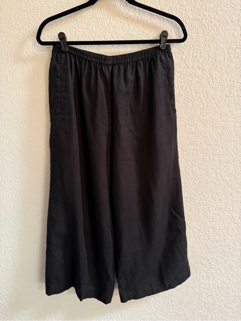 GAP Black 100% Linen Cropped Wide Leg Pants